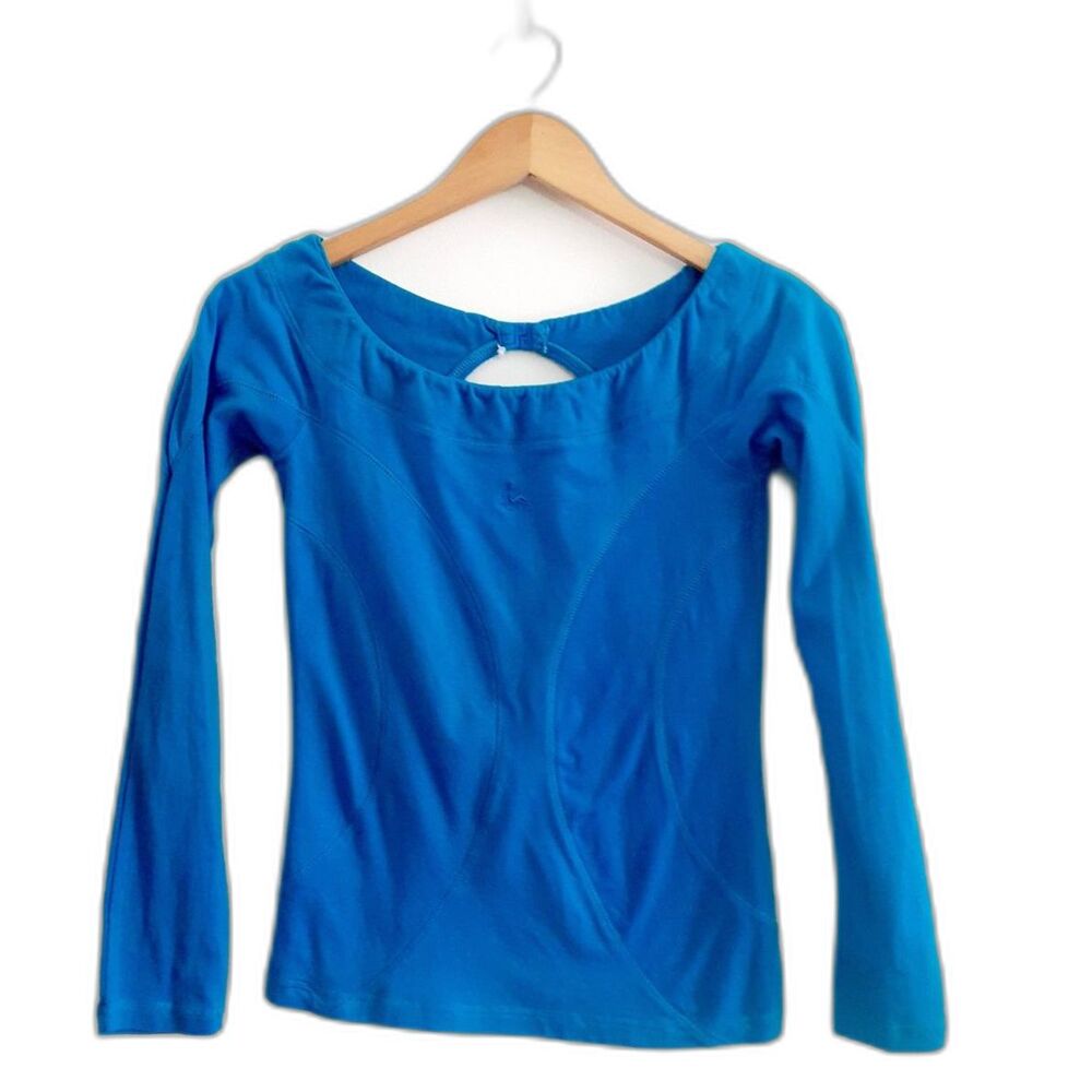 Aniel Girl Teal Blue Cotton Blend Cut-Out Back LS Top Size Medium